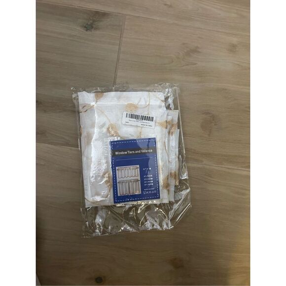 NEW 2 Leaf Embroidered Curtains Cafe Tiers 30" W x 24" L - Picture 6 of 7